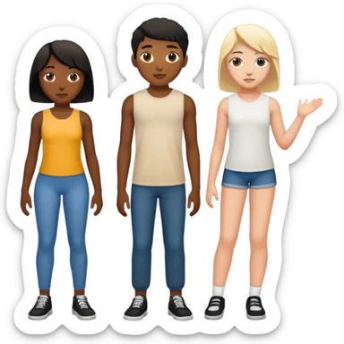 one black youth, one white youth, one girl without arms youth sticker