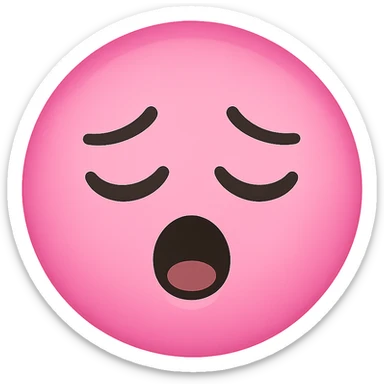 pink face with sleepy expression emoji, digital illustration, no background sticker