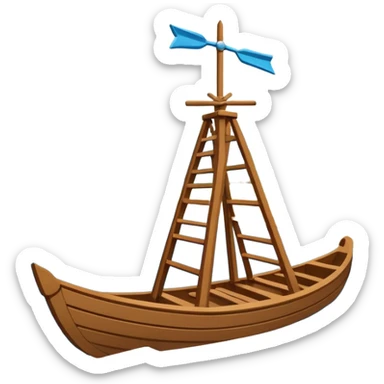 Emoji-style illustration of a guide vane / river training structure (Lenkbuhne), flat vector look, bold outlines, minimal details, no background sticker