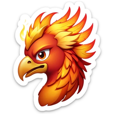 Cinematic Battle-Hardened Mystical Fire Phoenix Portrait Emoji, head tilted dramatically with a defiant, almost mocking smirk. Featuring a striking, rugged form with intensely scarred, flame-scorched feathers and eyes that burn with warrior-like fury, this phoenix embodies unapologetic badassery. Rendered with vibrant, lifelike textures and dynamic, contrasting shadows, high shine, and a bold soft glowing outline, it captures the essence of a phoenix ready to rise and scorch any challenge with battle-hardened might. sticker