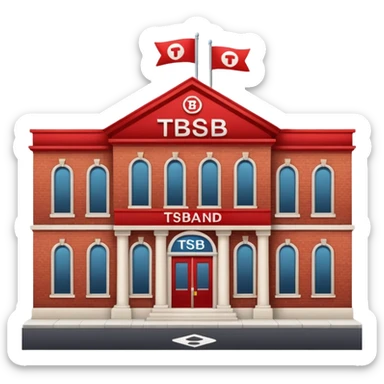 A bank with red building and labeled "TSB" on the building sticker
