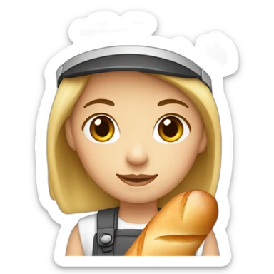 Fille avec un béret et une baguette de pain sticker