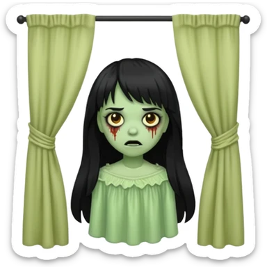 Faça uma zombie de cabelo longo preto com curtain bangs sticker