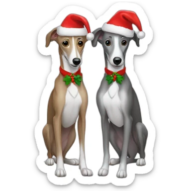 2 italian galgos dressed for christmas sticker