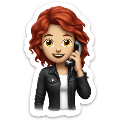 Dark red haired rockstar girl talking on the phone sticker
