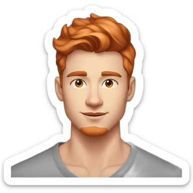 handsome young man, 26 years old, red-ish hair, almond-shaped face, pointy nose, scandinavian heritage, crystal earrings, fashionable, gay sticker