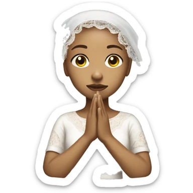 Light skin girl praying with lace white veil  sticker