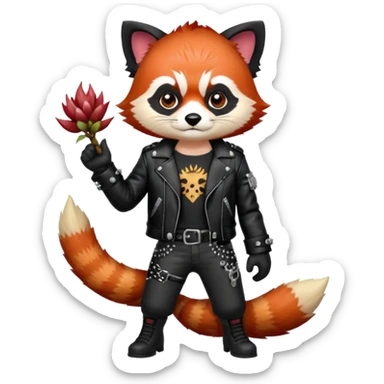 full body punk red panda with red roots and black hair sticker