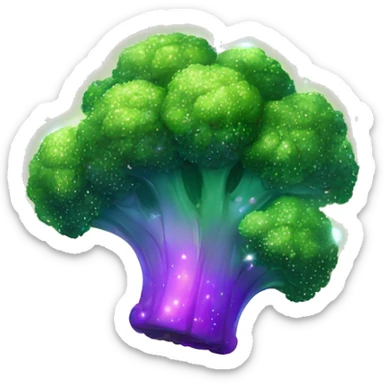 Sparkling glittering galactic broccoli sticker