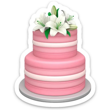 Pastel pink shaped wedding cake with and white lilies on top sticker