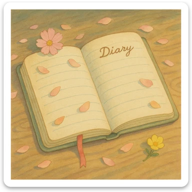 a diary, soft and whimsical, gentle colors sticker