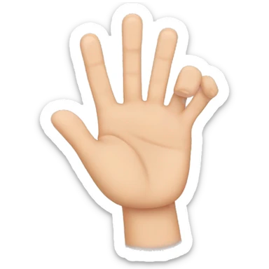 A hand with the thumb, index, middle and little fingers on top and the ring finger hidden sticker
