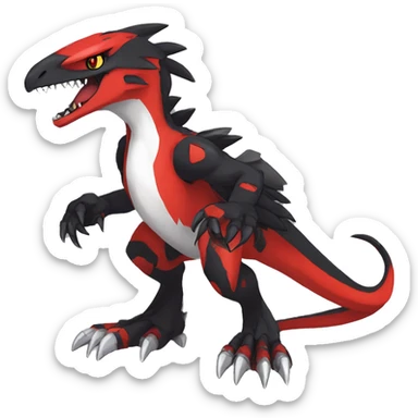  Cool Edgy Black Red White Digimon-Fakemon-Raptor-Reptile full body sticker