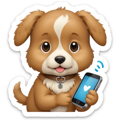 puppy with phone sticker