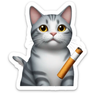 cat with a cigarette sticker