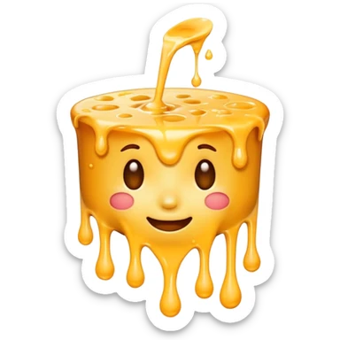 face emoji with melted cheese pouring over sticker