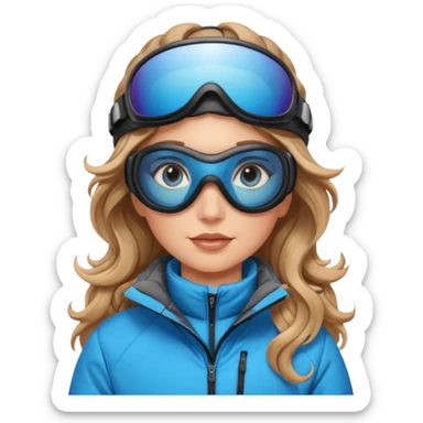 White Girl with light brown wavy long hair and blue eyes who likes to ski sticker