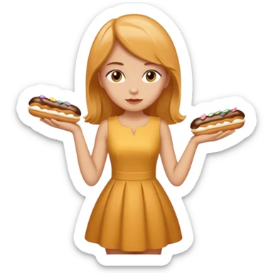 Create a Fusion of Butterscotch éclair snd female woman sre combine into new object sticker