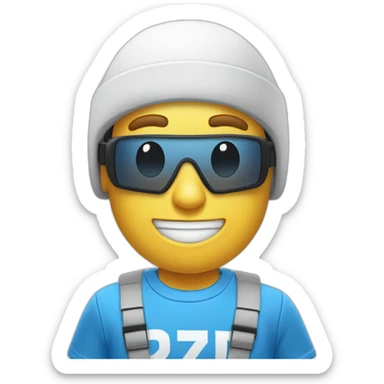 Un homme blanc qui joue à un jeux vr avec un t-shirt bleus sticker