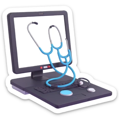 Medical computer with stethoscope sticker