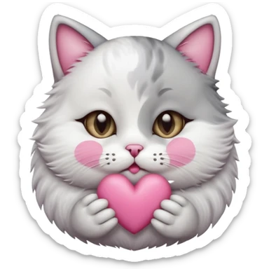 A cute circular cat blowing a smooch kiss with heart and little bite on the lower lip sticker