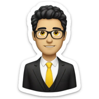 white guy with yellow tinted glasses and black hair wearing a suit  sticker