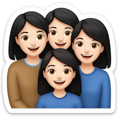 3 friends having fun, one with black hair, 2 with brown hair  sticker
