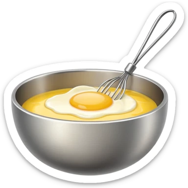 beaten egg in a bowl, There is a whisk inside the bowl. sticker