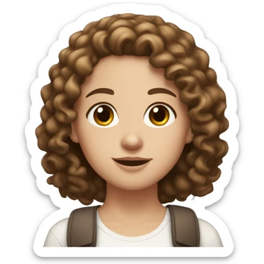 White girl with 2b curly brown hair and brown eyes sticker
