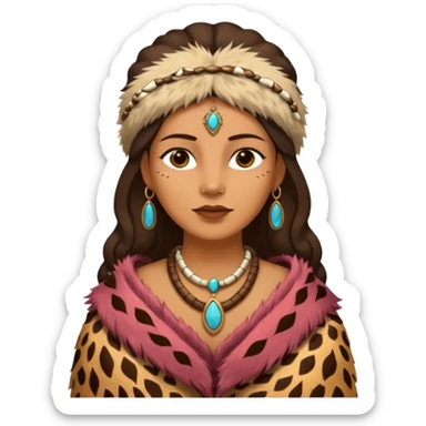 ancient woman wearing animal skin cloth sticker