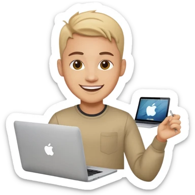 happy Graphic designer whit a MacBook sticker