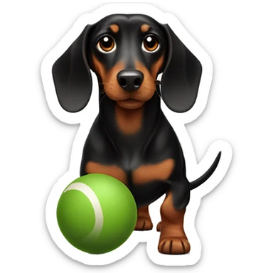 Black and brown dachshund playing bowls sticker
