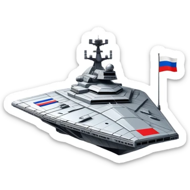 Giant star destroyer style Russian spacecraft with flag pattern on hull sticker
