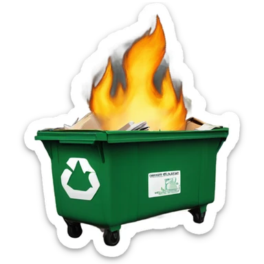 Oregon duck in a dumpster fire with the Ohio state university logo on the dumpster sticker