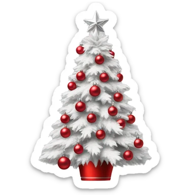 Perfect flocked Christmas tree with red and silver ornaments sticker