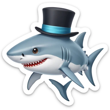 Shark with a top hat minilove sticker