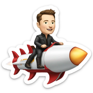 Elon musk riding a skin rocket sticker