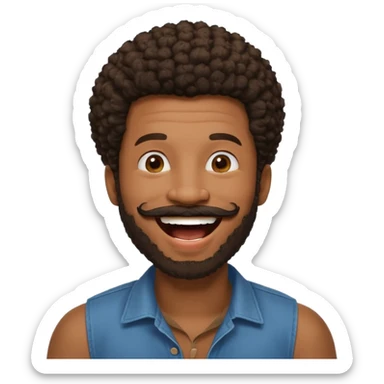 black man with beard, mustache, and short afro laughing sticker