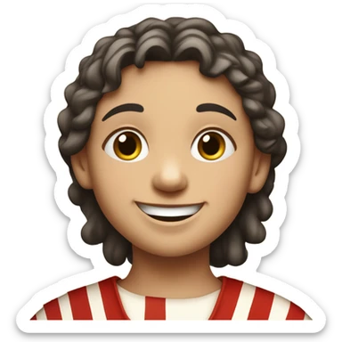 11th century european child in red striped long tunic rejoicing sticker