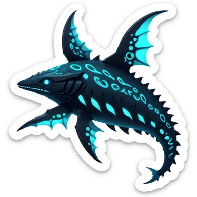 Black Dark Exotic Nocturnal Neon-glowing Abyssal Nightly Abyss-Fakémon-Creature sticker