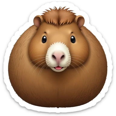 A cute capybara with a round coconut-shaped body, brown and hairy like a coconut sticker
