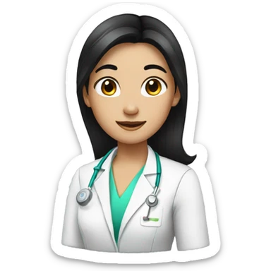 girl pharmacist with black hair in a ponytail sticker