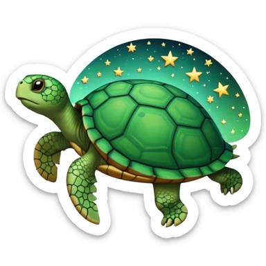 Turtle reflection in a mirror with stars sticker