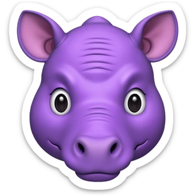 purple rhino face emoji, friendly and cute sticker