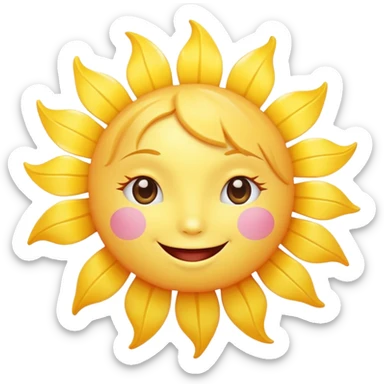 smiling sun with rosy cheeks and motivational rays, girly and motivating emoji sticker