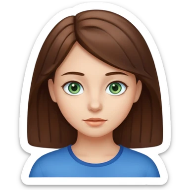 girl with medium length brown hair and blue-greenish eyes sticker