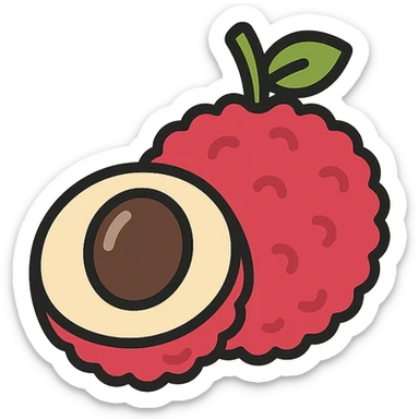 bold colorful icon of lychee fruit cross-section, representing Taiwan, no cliche sticker