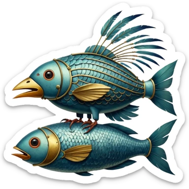 cinematic steam-punk -  hieronymus bosch phantasmagoric mutated creatures - hybrids of birds and fish sticker