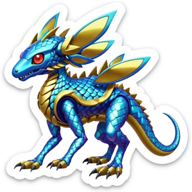  exotic colorful Protogen-Fakémon-Pokémon-Spectrobes-Digimon-Vernid-creature (full body) sticker