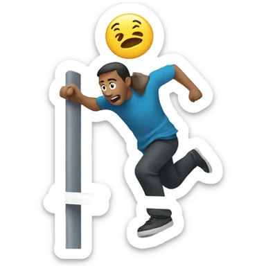 person breaking through a barrier sticker